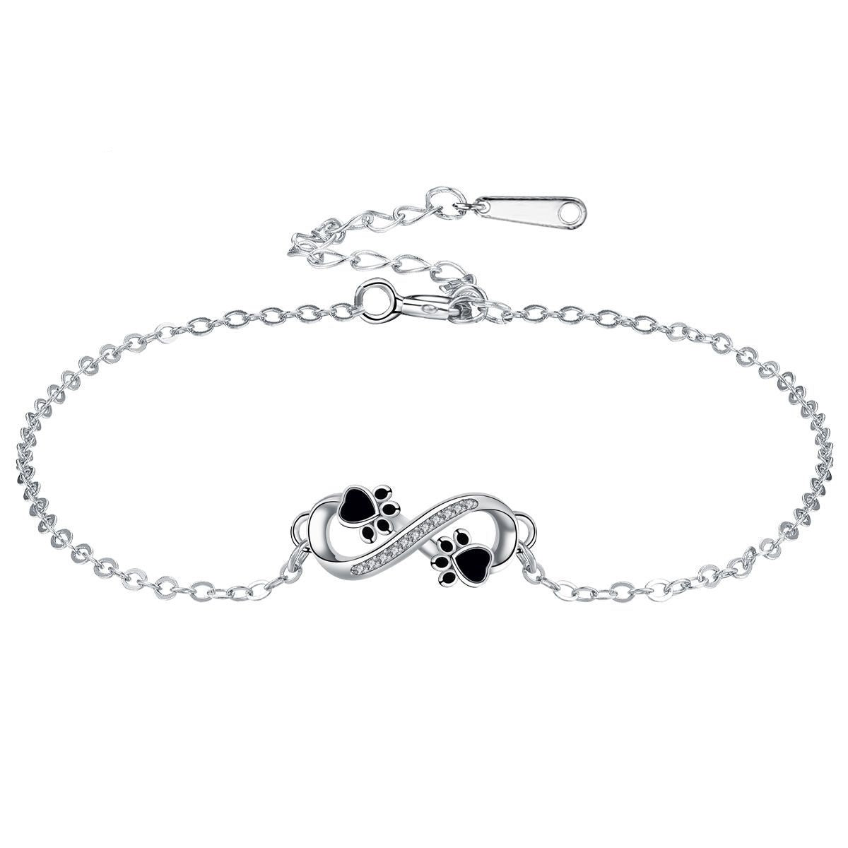 Pendentif Symbole Infini Bracelet Patte d'Animal avec Zirconia